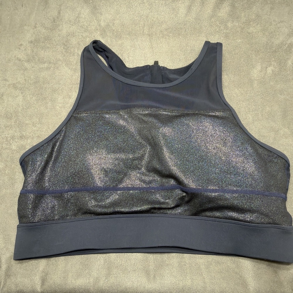Zyia Women's Active Blue Twilight All Star Sports Bra Zipper Back Size XXL